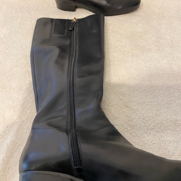 WORN ONCE NINE WEST OREYAN Black Knee-High Boots with Gold Accents. SZ 7 - Picture 3 of 5